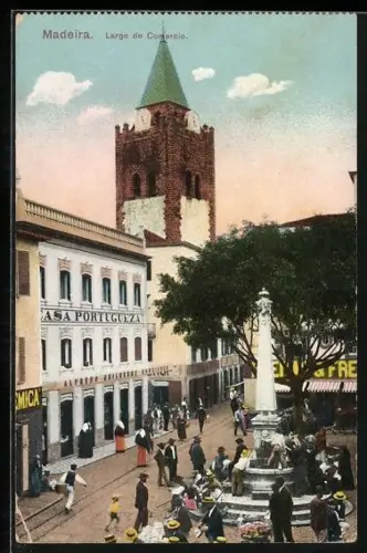 AK Madeira, Largo do Comercio, Strassenleben am Marktplatz