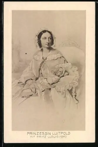 AK Gattin von Prinzregent Luitpold mit ihrem Sohn König Ludwig III.