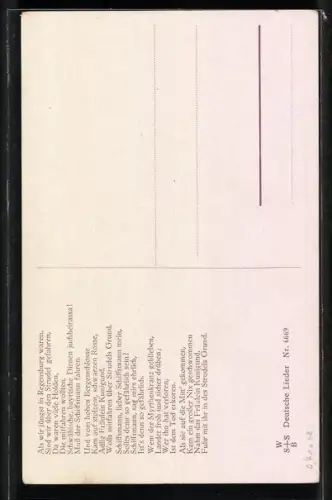 Künstler-AK Kaskeline: Fräulein Kunigrund möchte mit dem Schiffsmann über See fahren