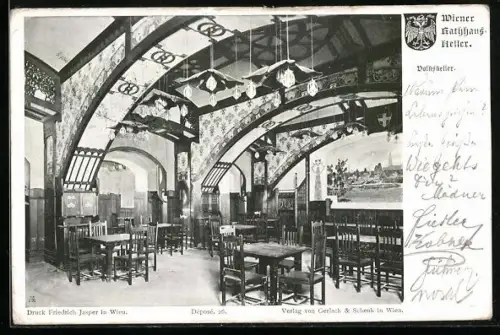 AK Wien, Gasthaus Wiener Rathhauskeller Innenansicht