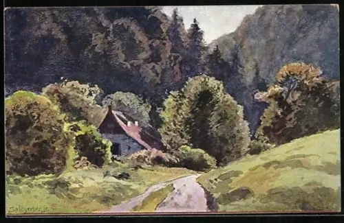 Künstler-AK Splitgerber: Landschaftspanorama