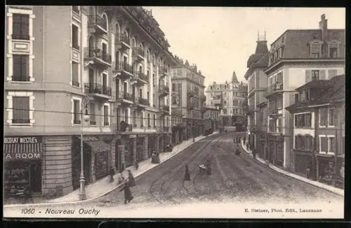 AK Nouveau Ouchy, Strassenpartie mit Gebäudeansicht