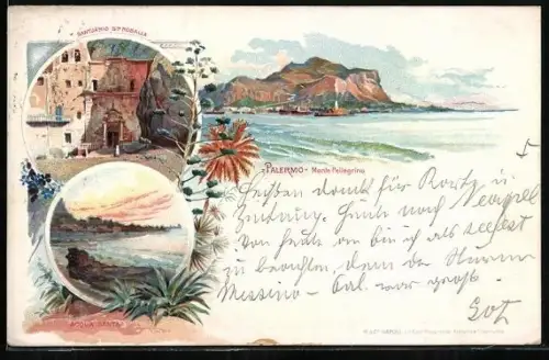 Lithographie Palermo, Monte Pellegrino, Acqua Santa