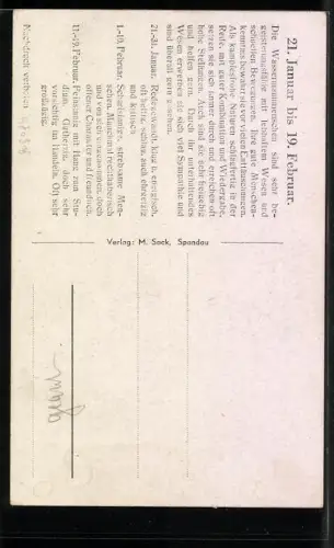 AK Sternzeichen Wassermann, Wassermann mit Dreizack unterm Sternenhimmel