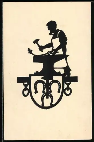 AK Schattenbild, Schmied mit Hammer und Amboss
