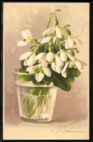 Künstler-AK Catharina Klein: Stillleben, Kleiner Blumenstrauss im Wasserglas