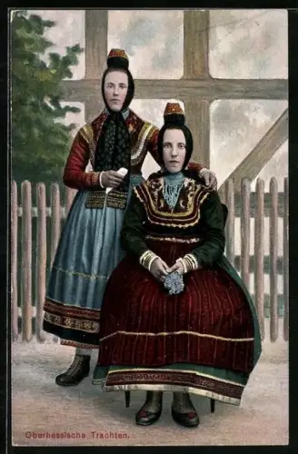 AK Zwei Frauen in oberhessischer Tracht