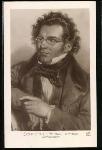 AK Portrait von Franz Schubert, 1797-1828, Komponist