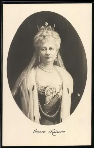 AK Kaiserin Auguste Victoria Königin von Preussen im Proträt und Krone