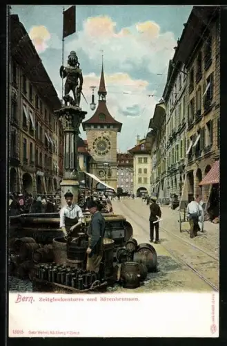 AK Bern, Zeitglockenturm und Bärenbrunnen