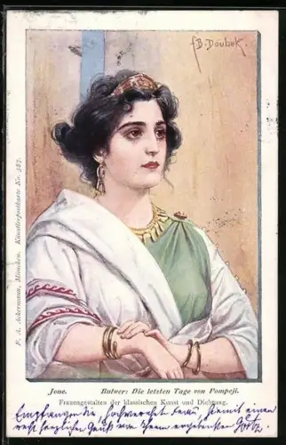Künstler-AK Franz Doubek: Jone aus Bulwers Die letzten Tage von Pompeji, Jugendstil