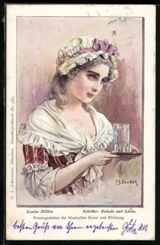 Künstler-AK Franz Doubek: Schiller: Kabale und Liebe, Louise Miller, Jugendstil