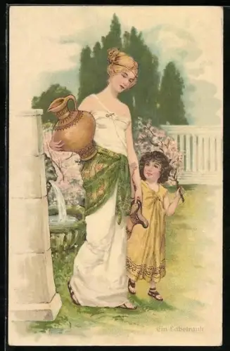 AK Ein Labetrank, Griechin mit ihrem Sohn, Jugendstil