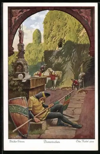 Künstler-AK Otto Kubel: Dornröschen, schlafende Soldaten