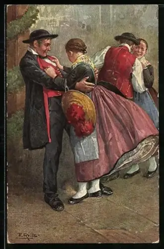 Künstler-AK Fritz Reiss: Schwarzwälder Bürger in Schwarzwälder Tracht