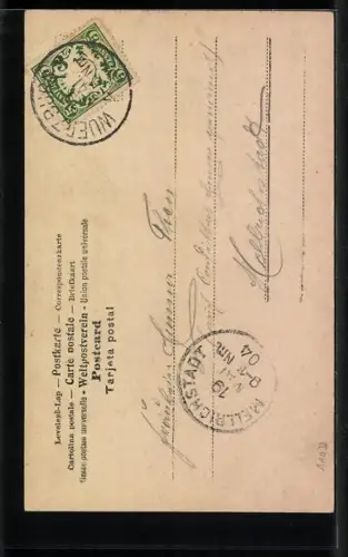 AK Kinder sitzen auf dem Buchstaben E, Fotomontage