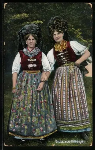AK Zwei Frauen in thüringischer Tracht