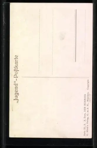 AK alter Schmied steht am Amboss