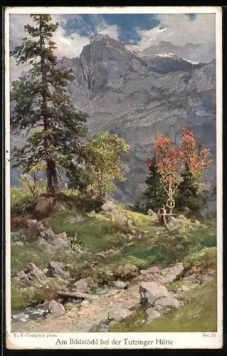 Künstler-AK Edward Theodore Compton: Am Bildstöckl bei der Tutzinger Hütte