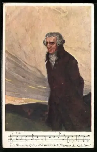 Künstler-AK Haydn im Mantel, Noten