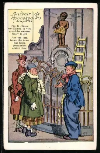 AK Brüssel, Männeken-Pis mit älteren Leuten