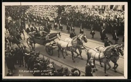 AK Grimsby, The King and Queen at Grimsby 1912