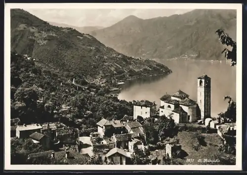 AK St. Abbondio, Teilansicht mit Seeblick aus der Vogelschau