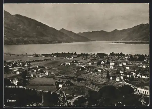 AK Tenero, Ortsansicht mit Pension Motta aus der Vogelschau