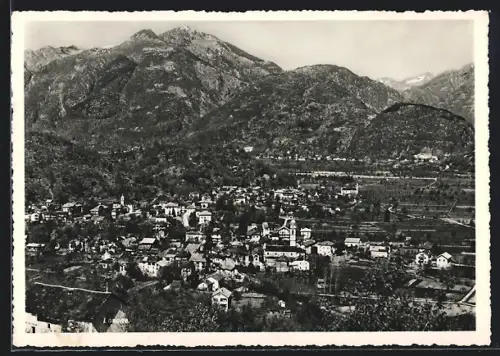 AK Losone, Totalansicht mit Bergpanorama