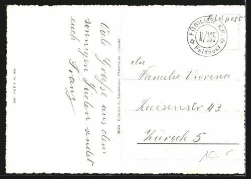 AK Losone, Totalansicht mit Bergpanorama