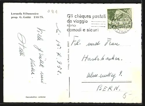 AK Locanda St. Domenico, Totalansicht mit Pension Strandbad aus der Vogelschau