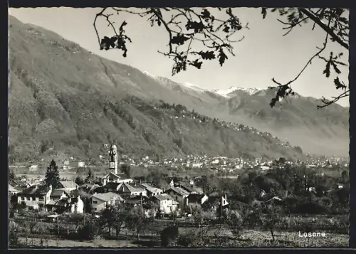 AK Losone, Ortspanorama mit Kirche