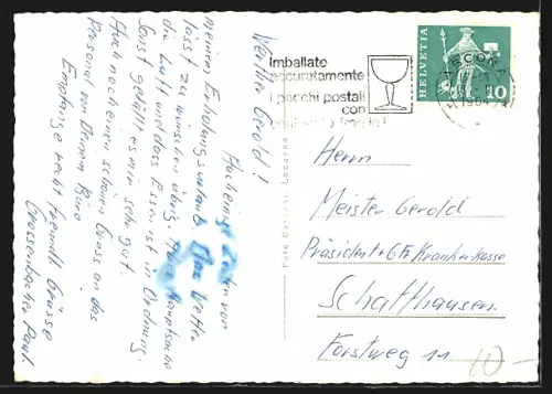 AK Losone, Ortspanorama mit Kirche