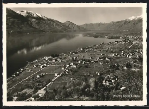 AK Minusio, Panoramablick mit Seepartie