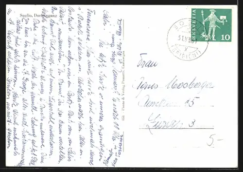 AK Soglio, Dorfeingang mit Kirche