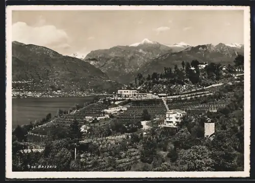 AK San Nazzaro, Gesamtansicht mit Weinanbau aus der Vogelschau