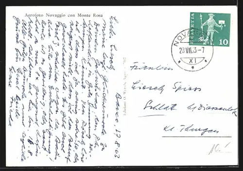 AK Novaggio, Aerofoto Novaggio con Monte Rosa