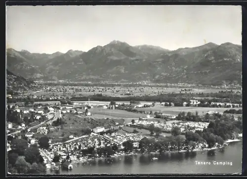 AK Tenero, Gesamtsicht Tenero Camping aus der Vogelschau