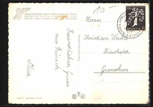 AK Zürich, Schweizerische Landesausstellung 1939, Locanda ticinese