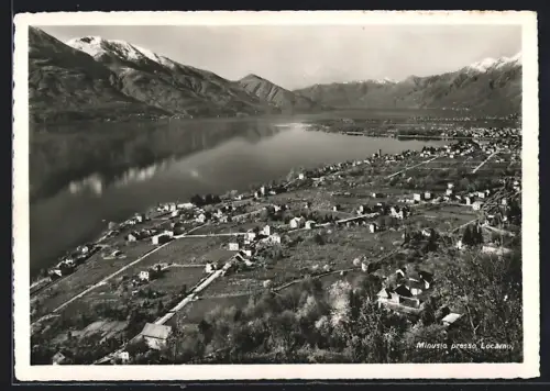 AK Minusio presso Locarno, Ortsansicht mit See und Bergpanorama