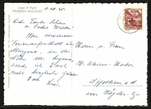 AK Muzzano /Lago di Agno, Ortsansicht mit Pension Muzzano
