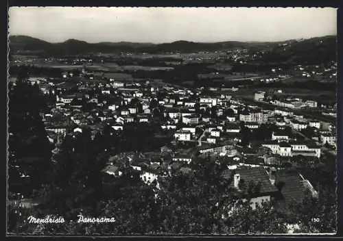 AK Mendrisio, Panorama des Ortes aus der Vogelschau, Inaugurazione locomotiva Glarus, 1958