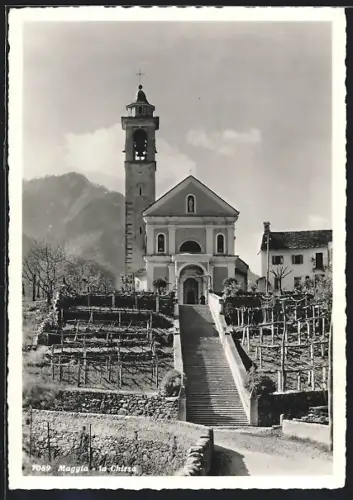AK Maggia, la Chiesa, Blick zur Kirche