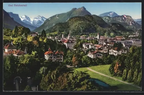 AK Bad Reichenhall, Stadtansicht mit Alpenpanorama