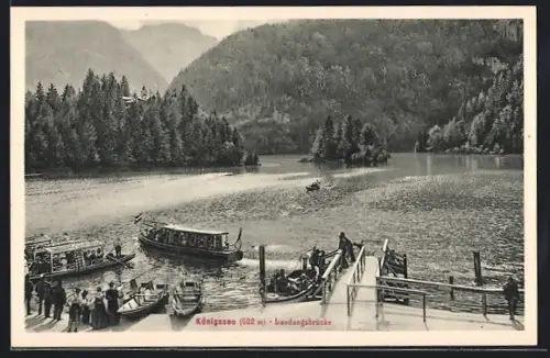 AK Königssee / Obb., Landungsbrücke, Ausflugsboote