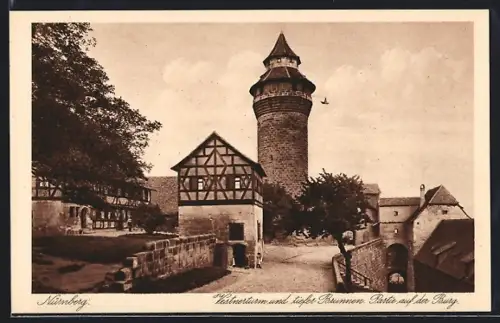 AK Nürnberg, Vestnerturm, tiefer Brunnen, Partie auf der Burg