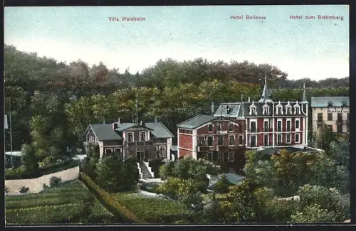 AK Malente-Gremsmühlen, Villa Waldheim, Hotel Bellevue, Hotel zum Brahmberg