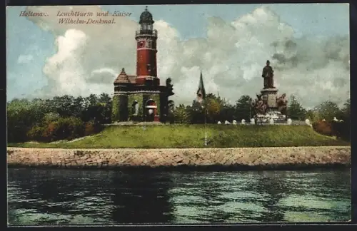 AK Holtenau, Leuchtturm, Kaiser Wilhelm-Denkmal