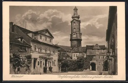 AK Weimar / Thür., Grossherzogliches Schloss, grüner Markt