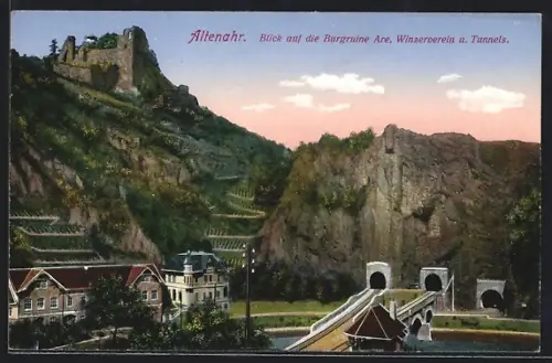 AK Altenahr, Burgruine Are, Winzerverein, Tunnels